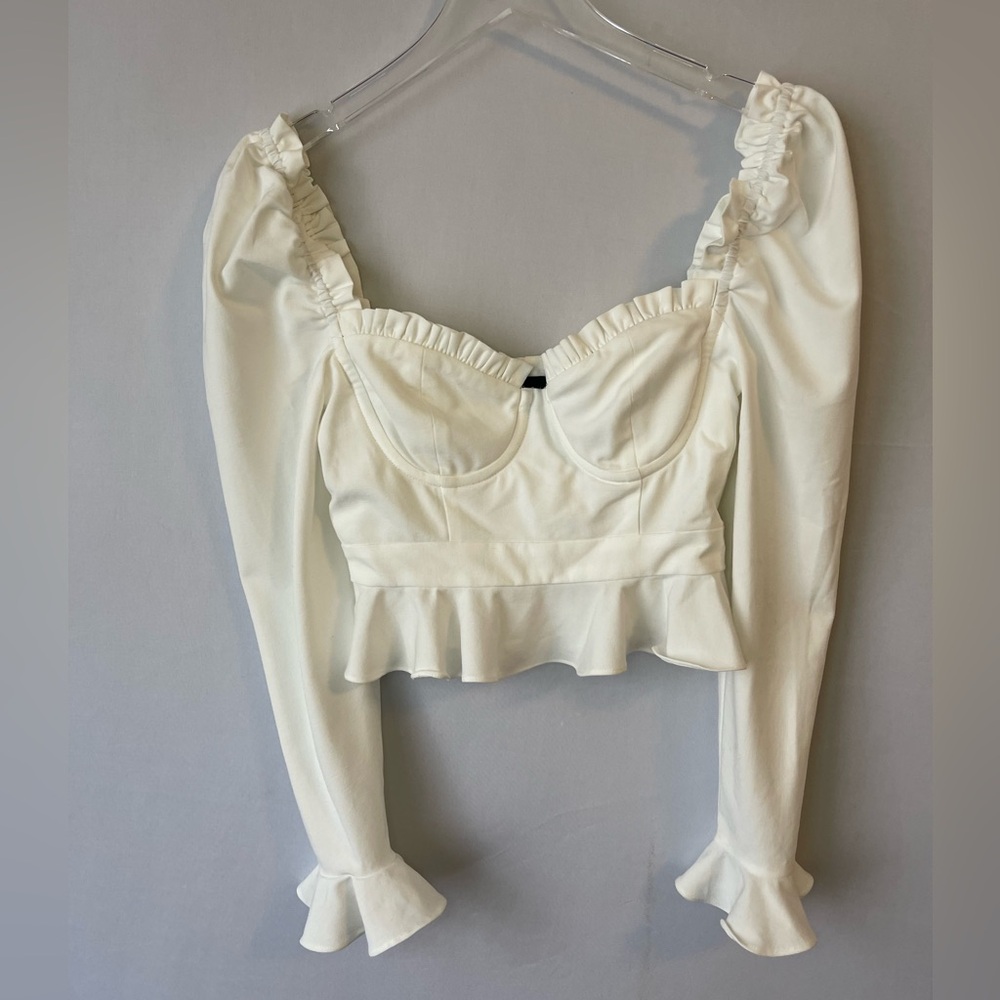 Majorelle Corie Top White Underwire Puff Sleeves Peplum XXS - Picture 7 of 15